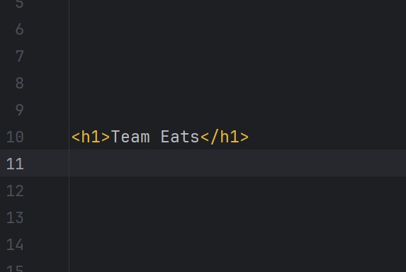 Screenshot of the words Team Eats in h1 tags